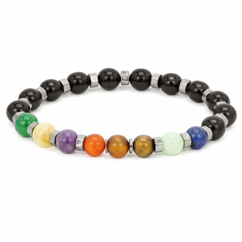 Black Obsidian and Chakra Protection Bracelet