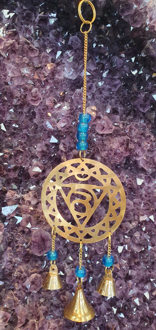 Sea Blue Chakra (Throat Chakra) Brass Wind Chime 11" High