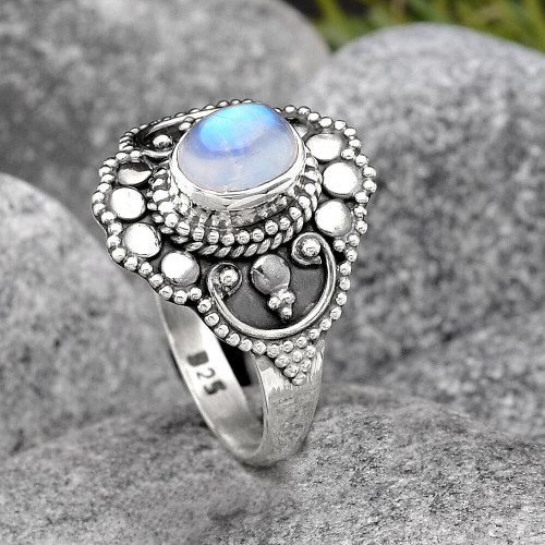 Sterling Silver Rainbow Moonstone Tiny Oval Ring ~

Rainbow Moonstone ~ A Goddess stone that is associated with the magic of the moon. Most powerful time to use a moonstone is during a full moon. Brings good fortune, success and love. Assists in foretelling the future. Enhances intuition and promotes inspiration. A passionate love stone, stimulating kundalini energy. An excellent stone to use during meditation to understand oneself.