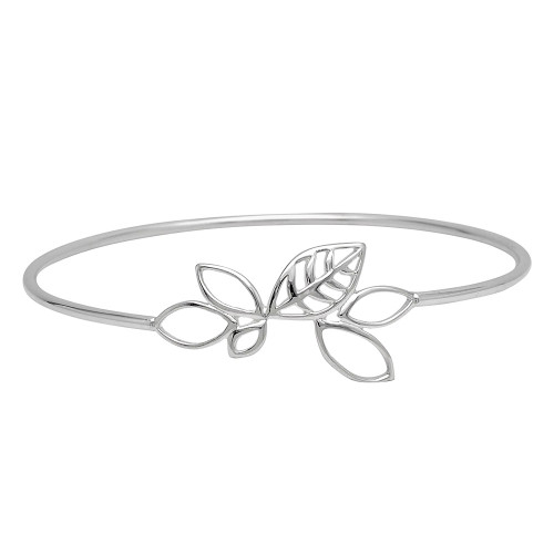 Sterling Silver Designer Leaf Cuff Bracelet