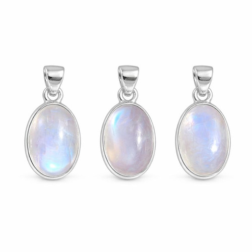 Rainbow Moonstone Sterling Silver Pendant