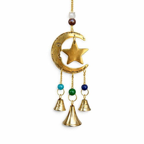 Small Gold Moon and Star Wind Chimes