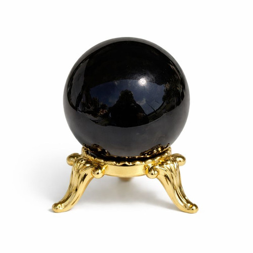 Black Obsidian Sphere with Gold Stand