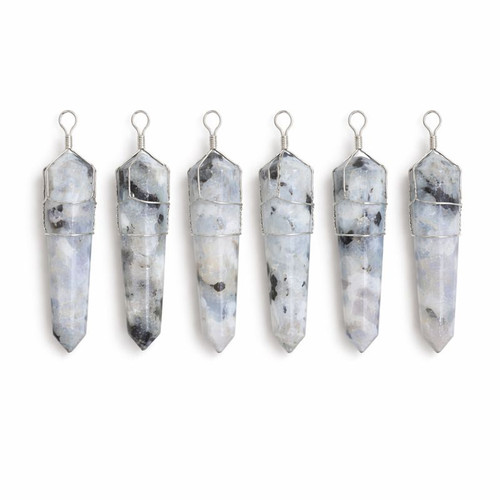 Rainbow Moonstone Wire Wrap Pendant Necklace