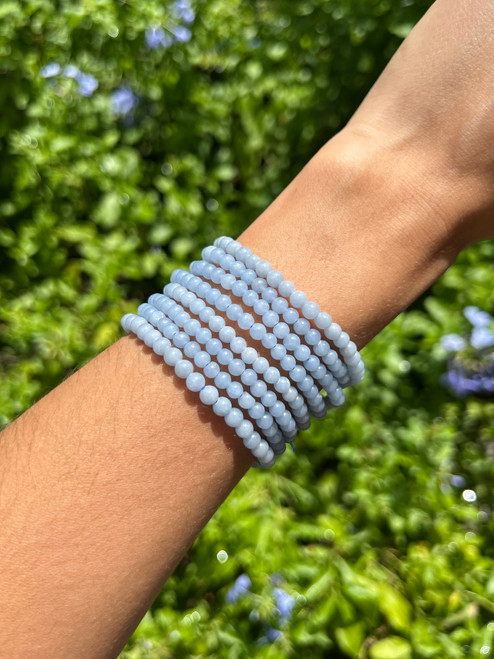 Angelite Beaded Bracelet 4mm