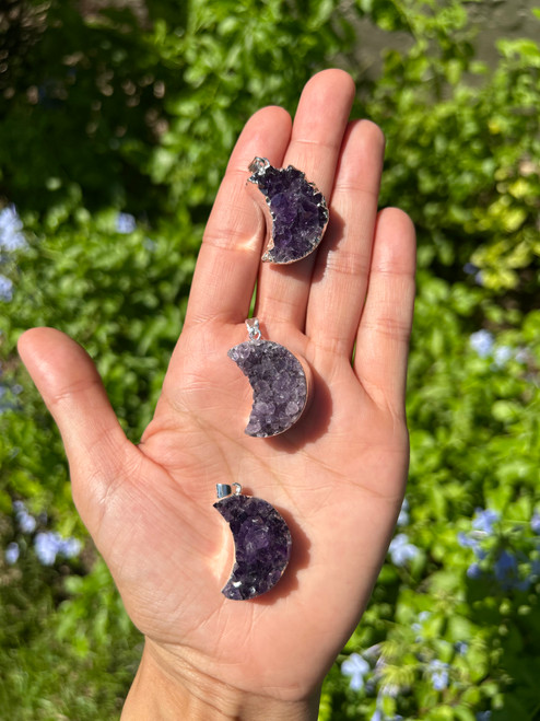 Crescent Moon Amethyst Pendants