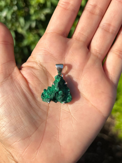 Sterling Silver Fibrous Malachite Pendant