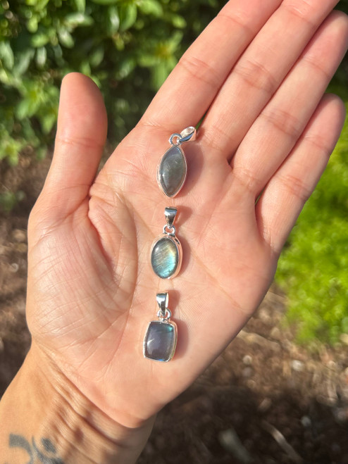 Sterling Silver Multi-Fire Labradorite Pendant (Styles Vary)