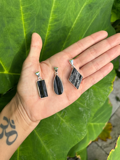 Sterling Silver Black Tourmaline Pendant