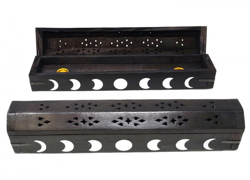 Black  Wood Moon Coffin Incense and Cone Burner