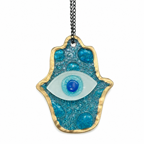 Evil Eye Wall Hanging Gold Rimmed Glass Ornament