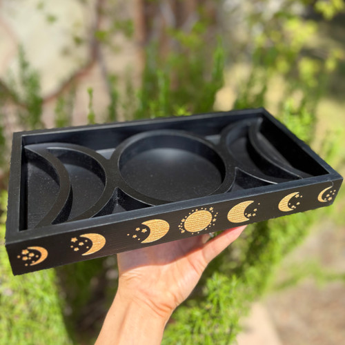 Triple Moon Wooden Display