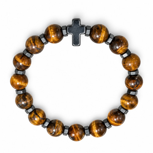 Tiger’s Eye & Hematite Cross Bracelet