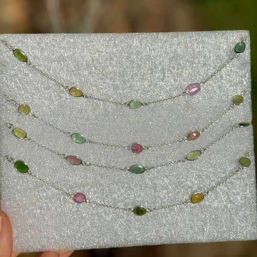 Sterling Silver Multi Tourmaline Bracelet
