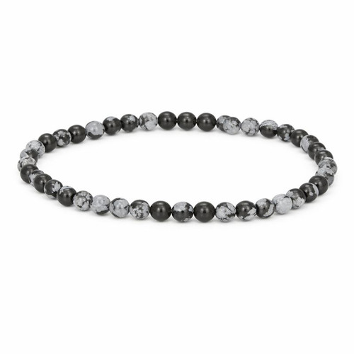 Snowflake Obsidian Small 4mm Sphere Bracelet
