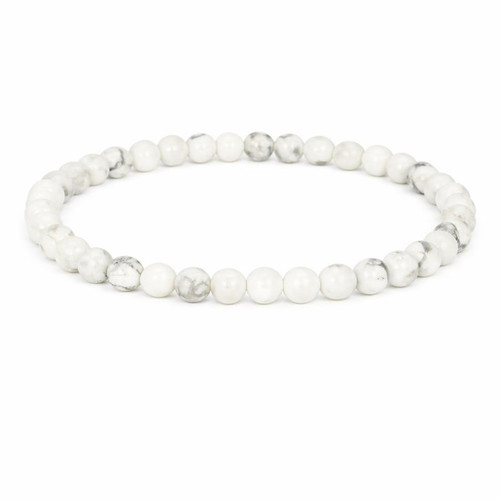 White Howlite Small Sphere 4mm Bracelet