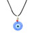 Evil Eye Black Cord Necklace With Colored Bead - Blue