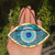 Evil Eye Wall Hanging Gold Rimmed Glass Ornament