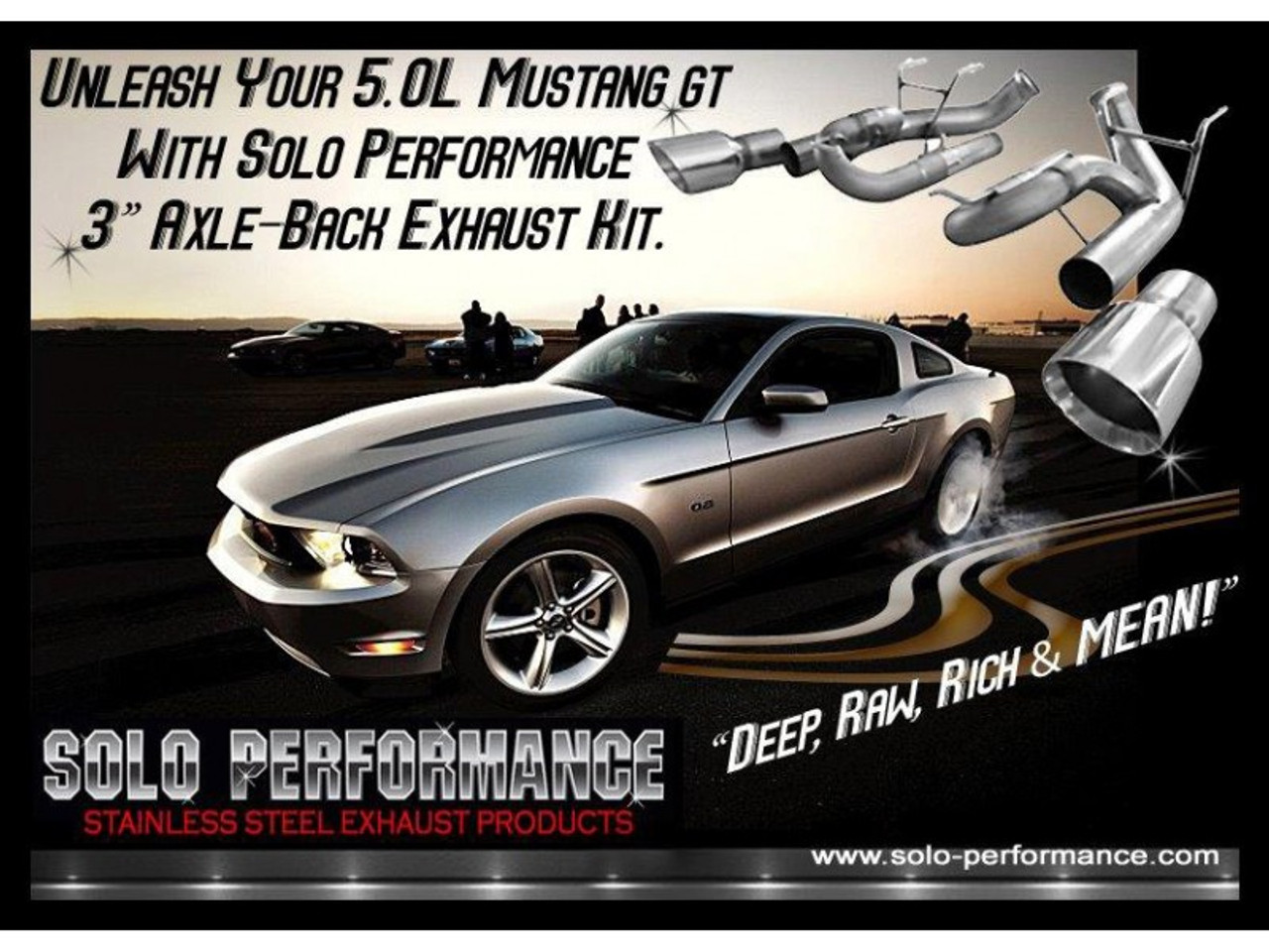 Solo Performance 2011- -2014 Axle Back Exhaust System 5.0L Ford Mustang GT