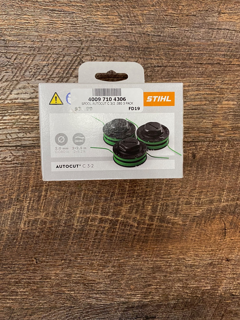 STIHL 3-PACK SPOOL AUTOCUT C 3/2 .080 WITH NYLON LINE