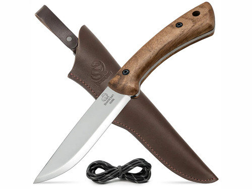 Carbon Steel Bushcraft Knife Walnut Handle with Leather Sheath – BSH1 Dune