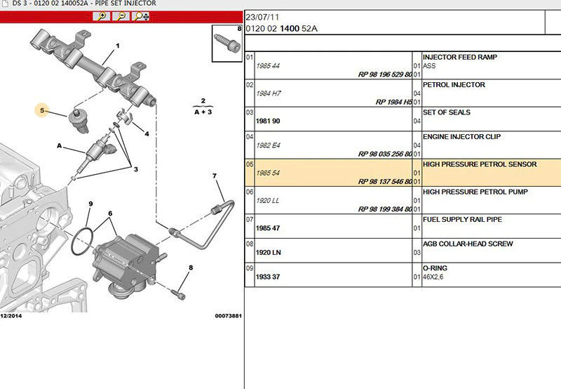 AAP BMW Peugeot High Fuel Rail Pressure Petrol Sensor 13537528350