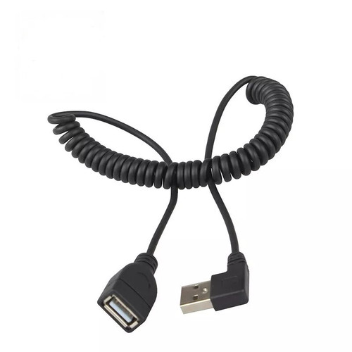 USB2.0 90-Degree Left Angle Coiled Extension Cable