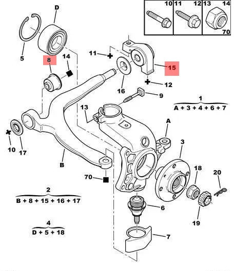 Delphi PSA Citroen C5 Trailing arm / Suspension arm bush 352395 352384 TD558W 352395 3523AR