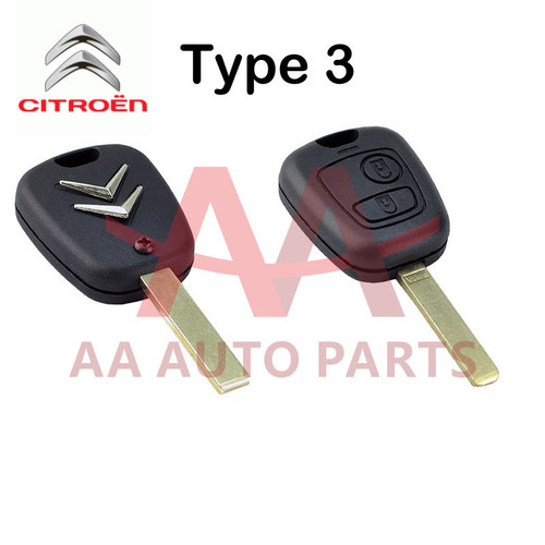 Peugeot Citroen Remote 2 Button Key Shell Case Replacement Uncut key 