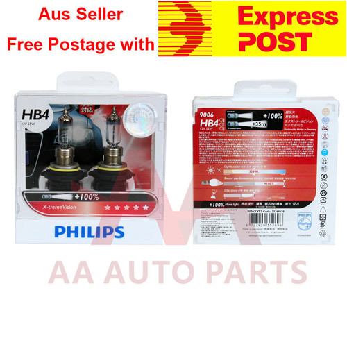 Express GENUINE Philips HB4 9006 X-treme xtreme extreme Vision +100% +35m beam bulbs 