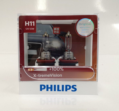 GENUINE Philips H11 Xtreme Vision +100% +35m Bulbs