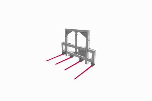 Four (840/1040 mm long) spikes folding fork for straw bales with slidi