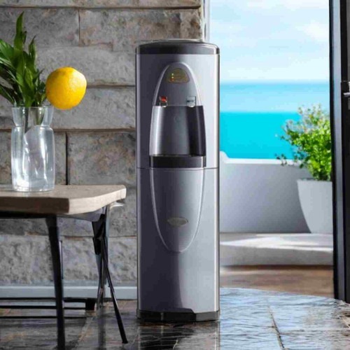 As pictured, our Global Water Bluline G3RO Floor Model 4 Stage Reverse Osmosis Bottleless Water Cooler is a healthy hydration centerpiece.