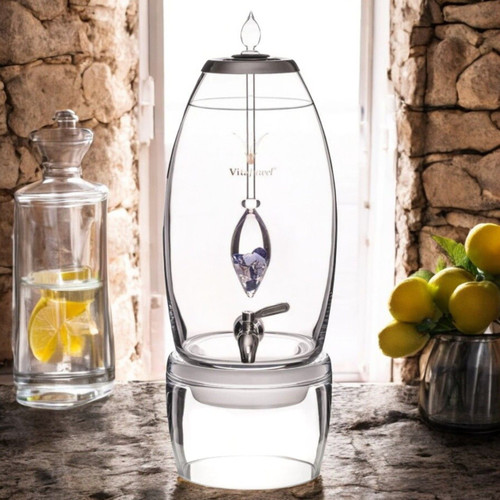 Our hydration centerpiece Infused with Sodalite, Chalcedony And Clear Quartz, the VitaJuwel Grande BALANCE Crystal Water Dispenser promotes inner peace, reflection dnd meditation