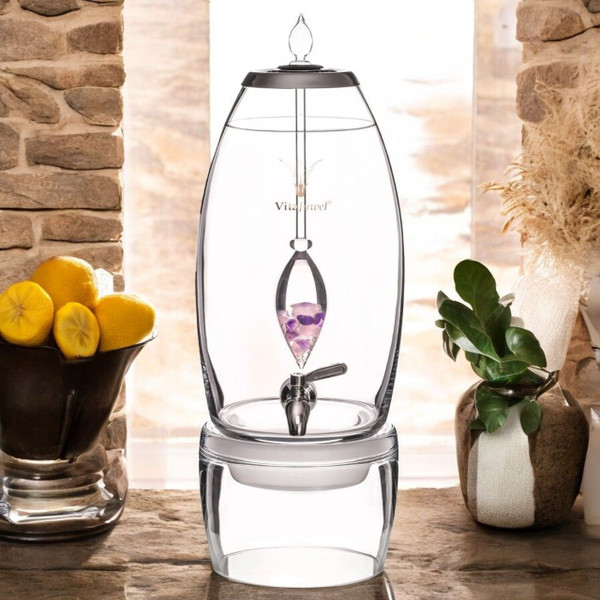 Our stunning VitaJuwel Grande WELLNESS Crystal Water Dispenser with Amethyst, Rose Quartz & Clear Quartz – promoting balance, relaxation, and clarity