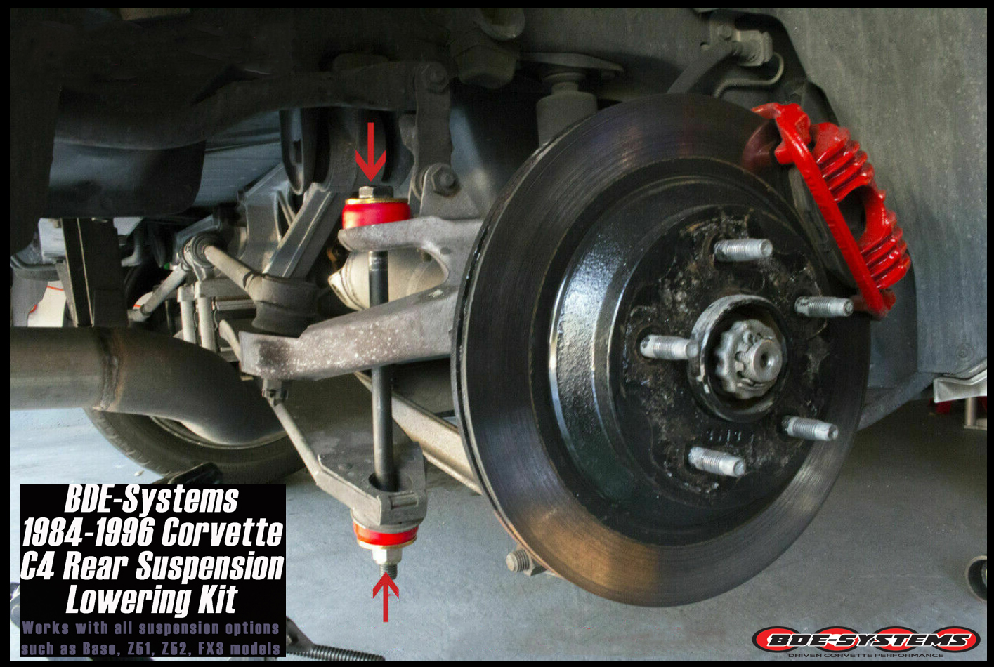 19841996 Corvette C4 Rear Lowering, Essentials Kit (8pc Set) Botello Dynamic Engineering (BDE