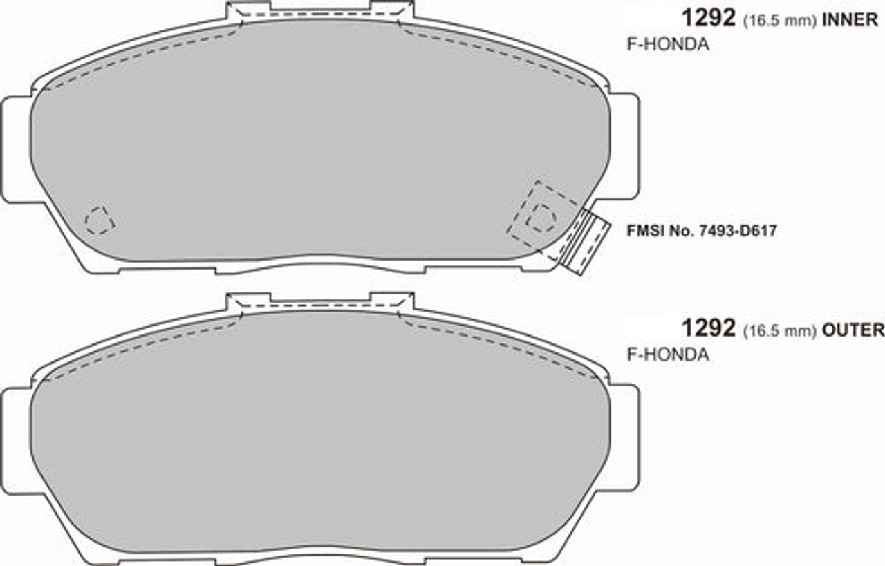 PBS Honda Integra DC2 Brake Pads (Early JDM Version 1996 with Smaller Front Discs) 264m 1292