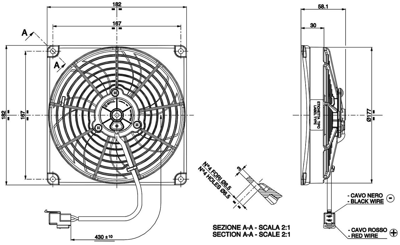 Spal Radiator Fan - 6.5" (167mm) Pull VA68-A101-83A 314cfm