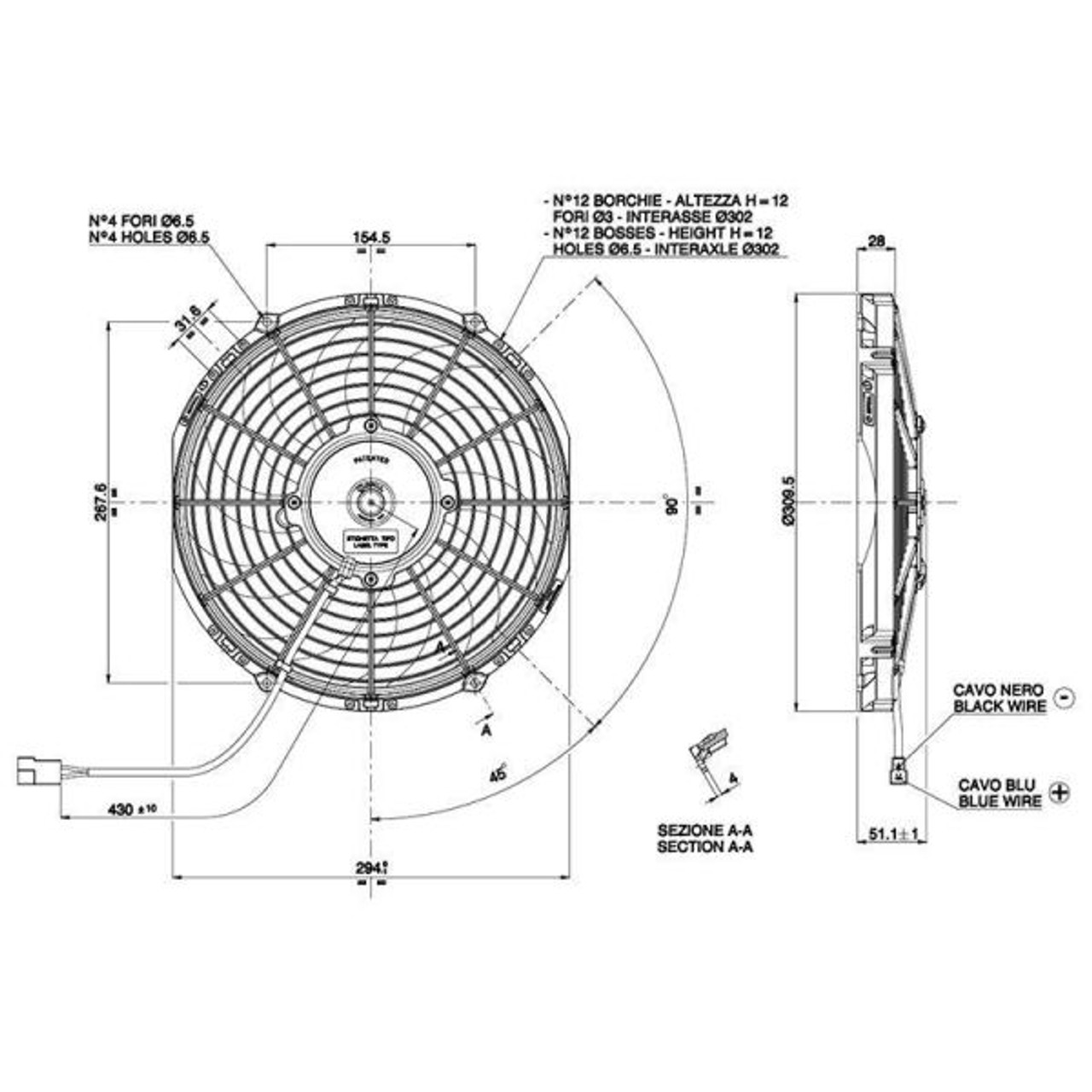 Spal Radiator Fan - 11.0" (280mm) Pull VA09-AP8/C-54A 779cfm