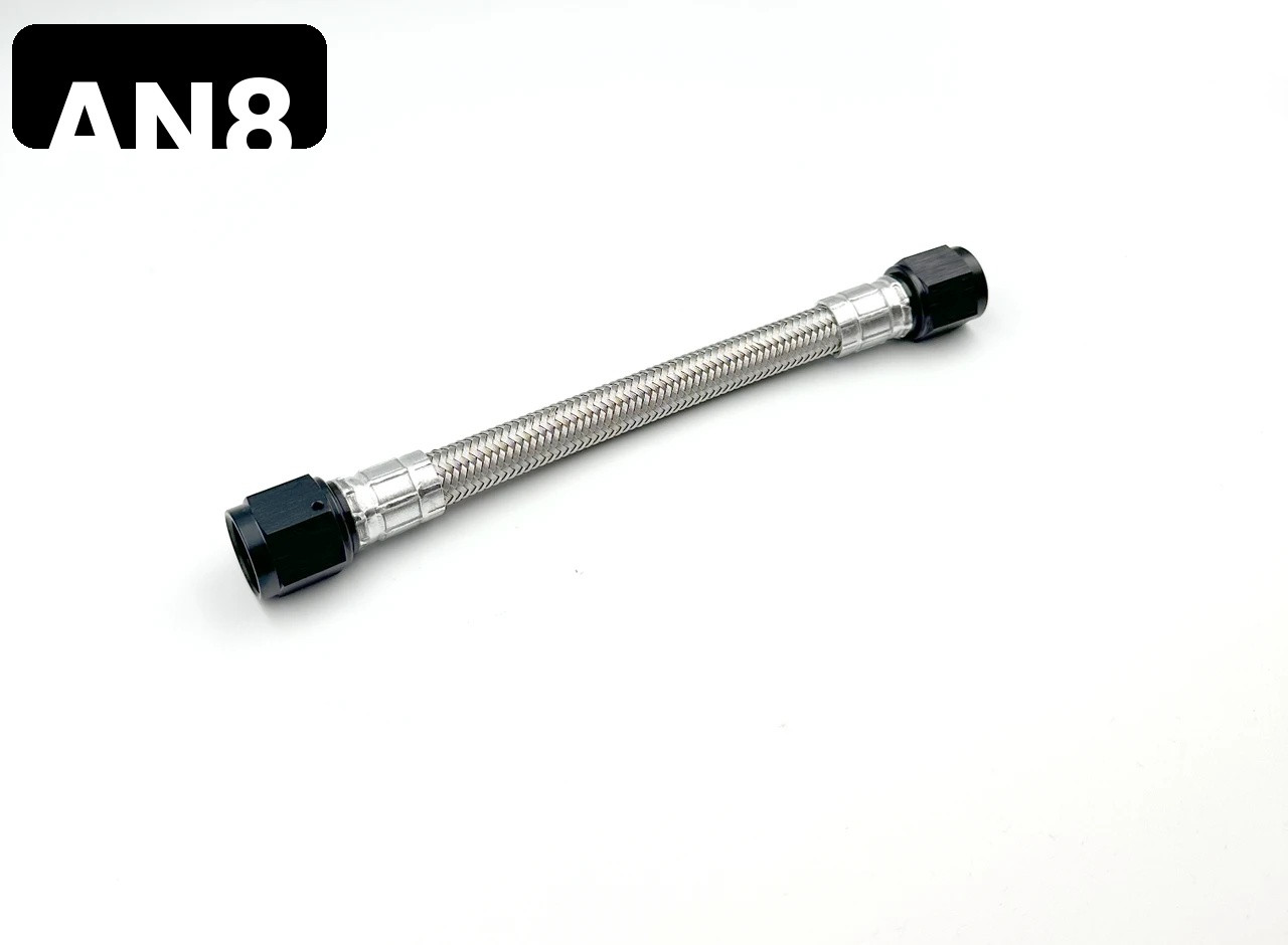 CRIMPED Pre-Made AN8 PTFE/Teflon Stainless Steel Braided Hose