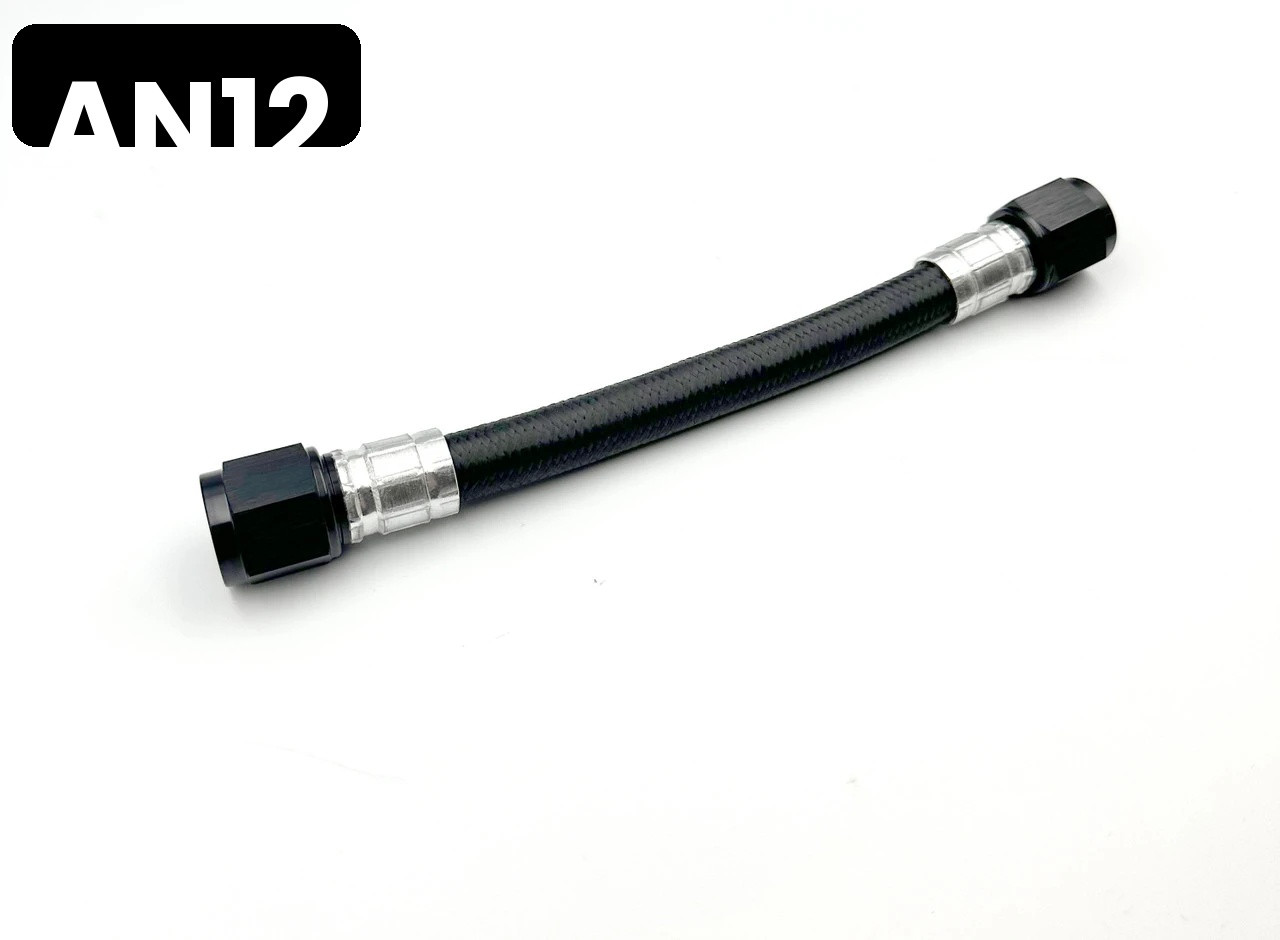 CRIMPED Pre-Made AN12 PTFE/Teflon Black Braided Hose
