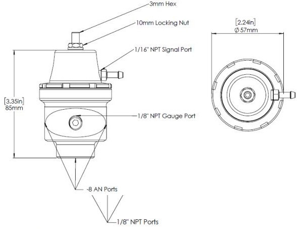 Turbosmart FPR8 BLACK Fuel Pressure Regulator (Sleeper) - AN8