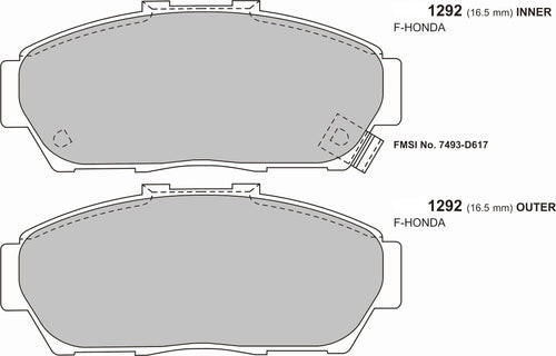 PBS Honda Integra DC2 Brake Pads (Early JDM Version 1996 with Smaller Front Discs) 264m 1292