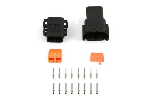 Plug and Pins Only - Matching Set of Deutsch DTM-8 Connectors (Black Keyway B - 7.5 Amp)