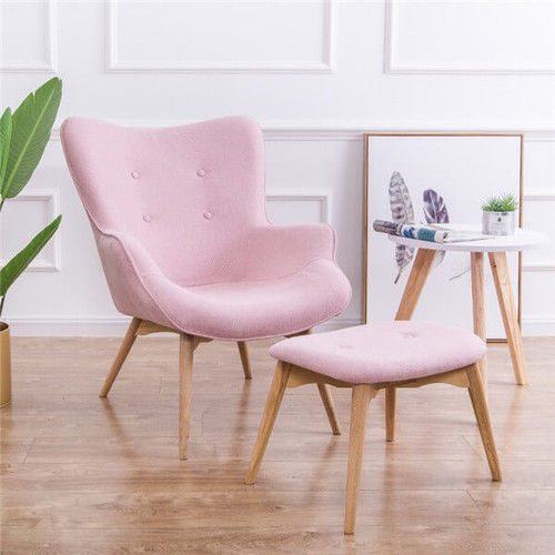 Mid Century Modern Retro Contour Chair With Living Room Stool Bedroom Furnitur