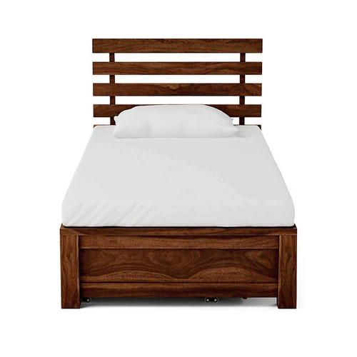 Sheesham Wood Single Bed With Drawer Storage (Matt Finish)