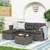 OC Orange-Casual 5-Piece Outdoor Sectional Set: Grey Rattan, Dark Grey Cushions