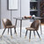 FurnitureR Modern Upholstered Dining Chairs: Set of 2, Brown faux leather, wood legs