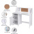 UTEX Kids Study Desk: Wooden Table with Hutch Cabinet, White.