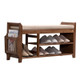 Natural Bamboo Shoe Storage Rack Bench with 2-Tier Cushion Seat Living Room